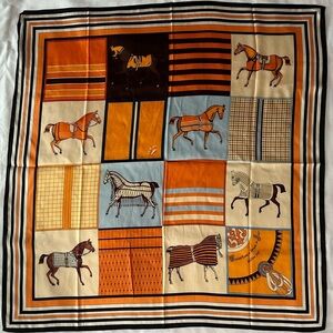 R-2243- Colorful Equestrian Print Scarf NWT